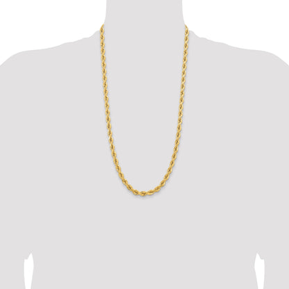 14K 28 inch 6.5mm Diamond-cut Rope with Fancy Lobster Clasp Chain