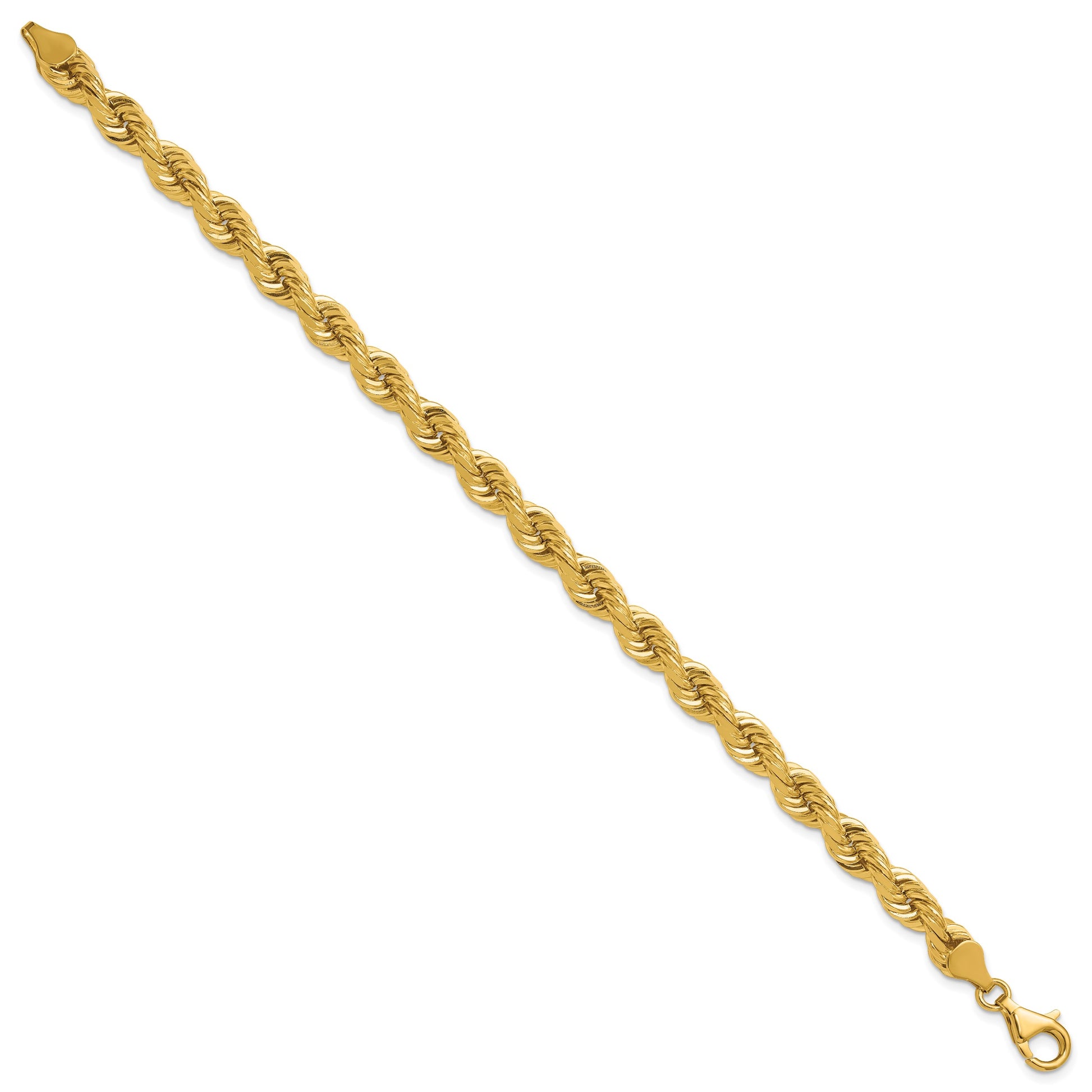 14K 8 inch 6.5mm Diamond-cut Rope with Fancy Lobster Clasp Chain