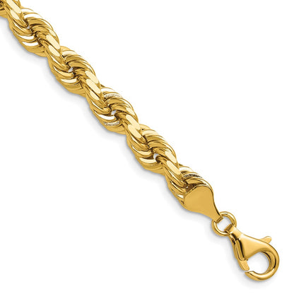 14K 22 inch 6.5mm Diamond-cut Rope with Fancy Lobster Clasp Chain