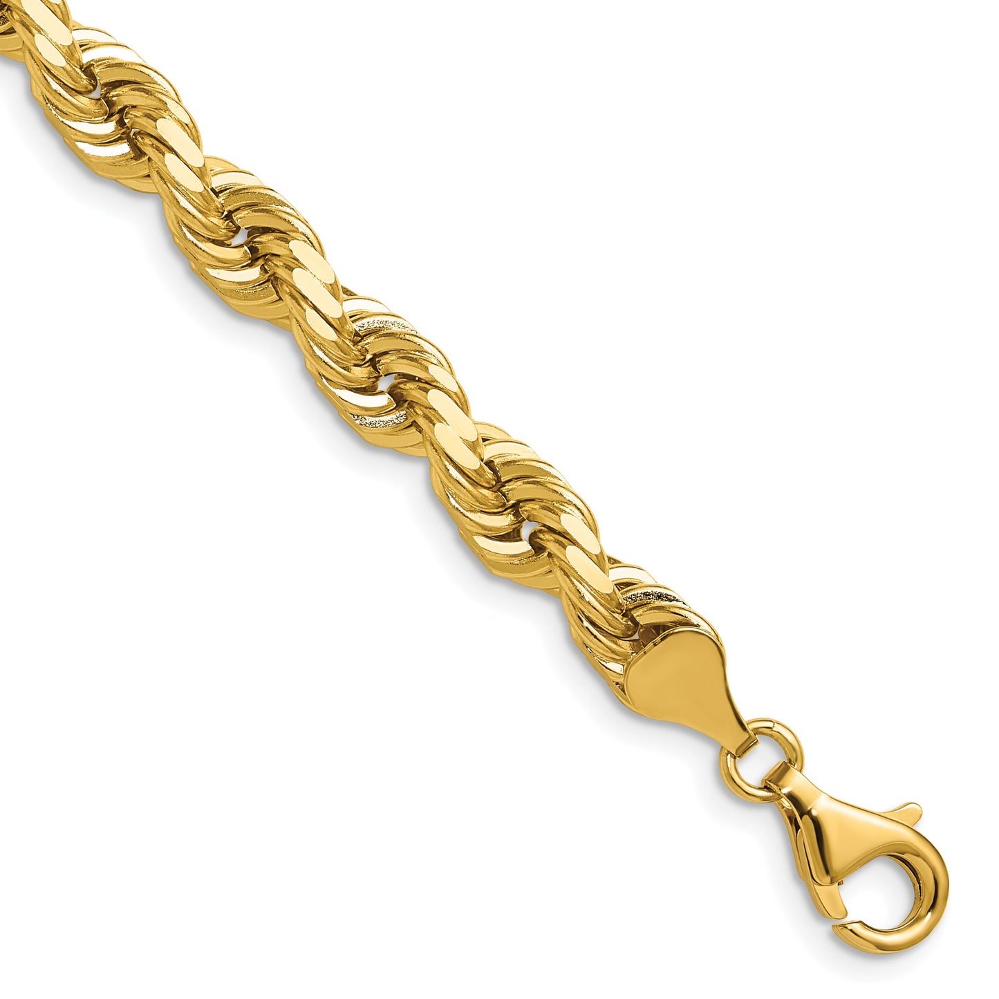 14K 24 inch 6.5mm Diamond-cut Rope with Fancy Lobster Clasp Chain