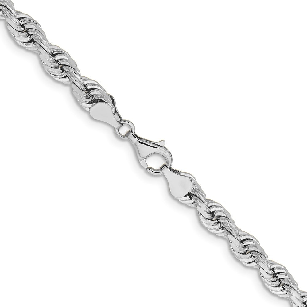 14k WG 6.5mm  D/C Rope with Fancy Lobster Clasp Chain