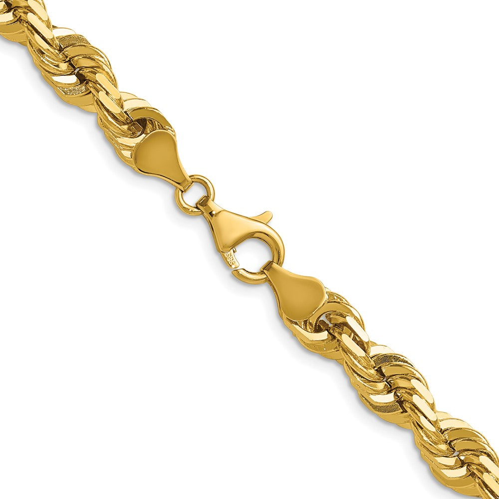 14K 22 inch 7mm Diamond-cut Rope with Fancy Lobster Clasp Chain