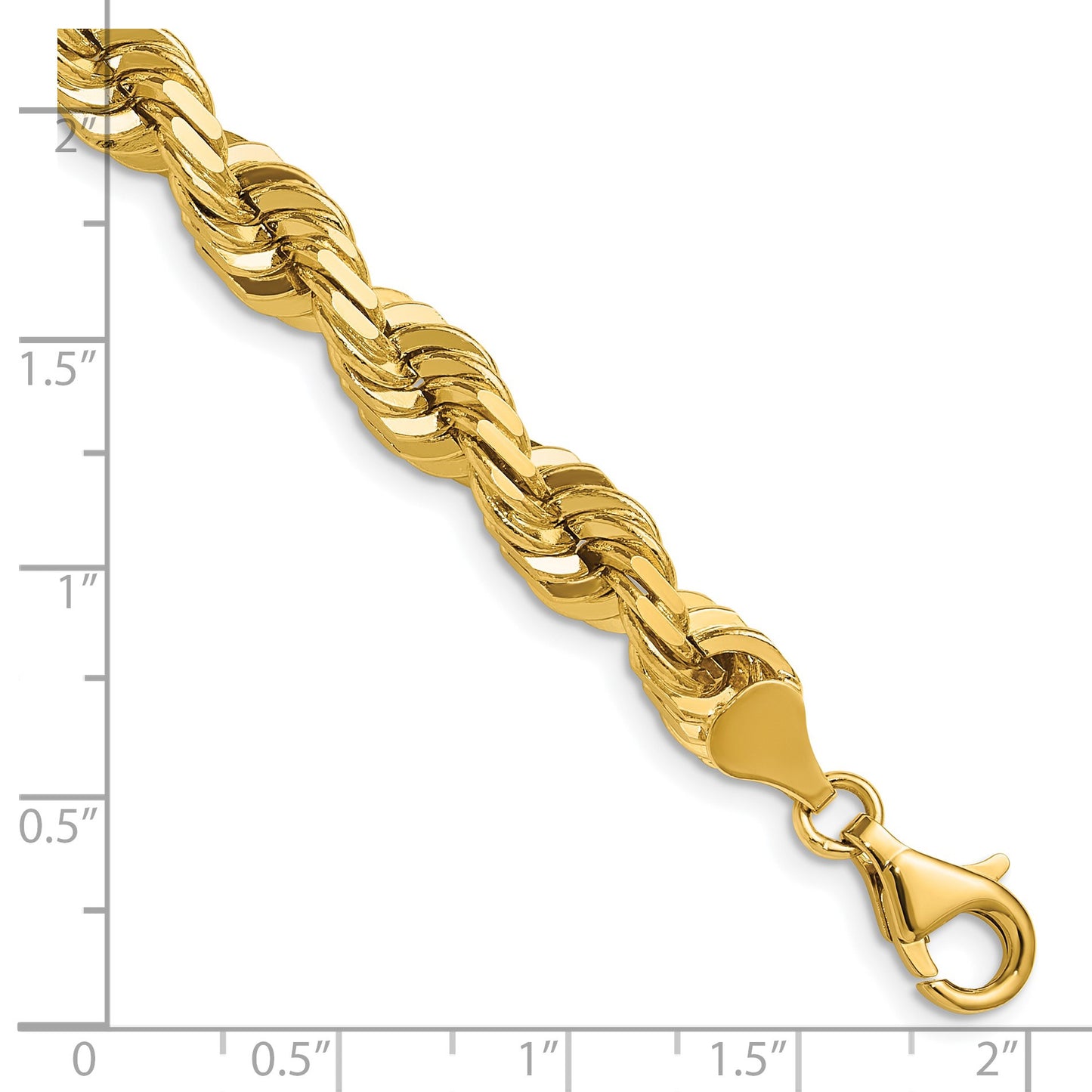 14K 22 inch 7mm Diamond-cut Rope with Fancy Lobster Clasp Chain