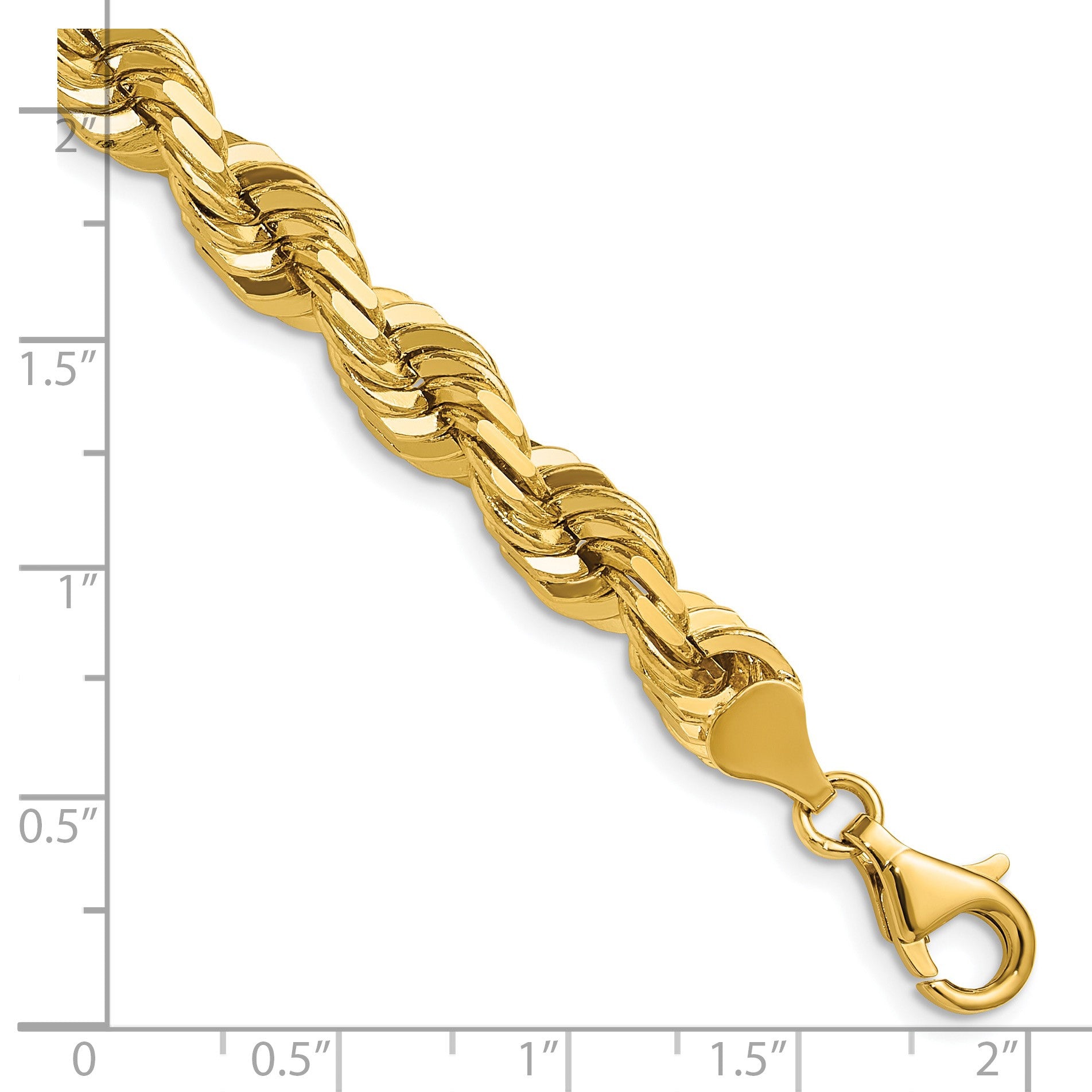 14K 26 inch 7mm Diamond-cut Rope with Fancy Lobster Clasp Chain