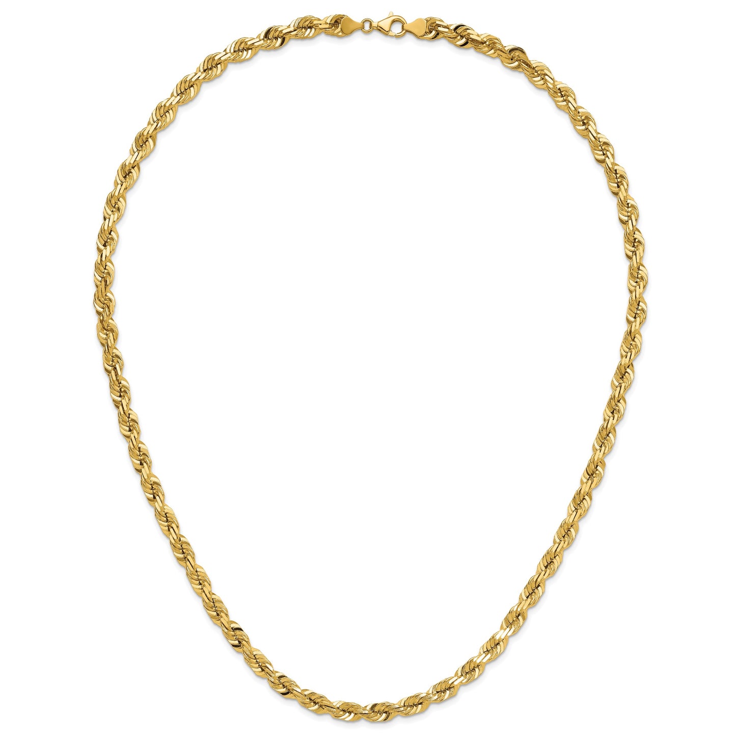 14K 26 inch 7mm Diamond-cut Rope with Fancy Lobster Clasp Chain