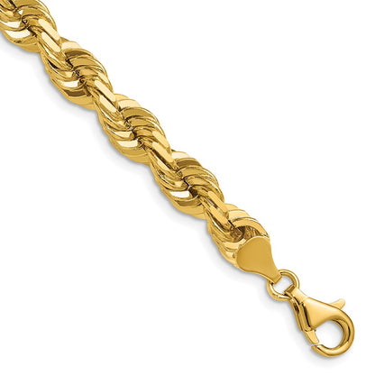 14K 22 inch 7mm Diamond-cut Rope with Fancy Lobster Clasp Chain