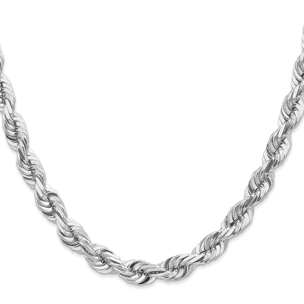 14k WG 7mm  D/C Rope with Fancy Lobster Clasp Chain