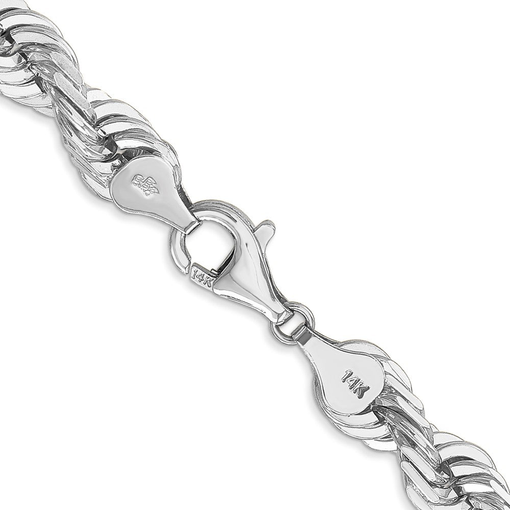 14k WG 7mm  D/C Rope with Fancy Lobster Clasp Chain