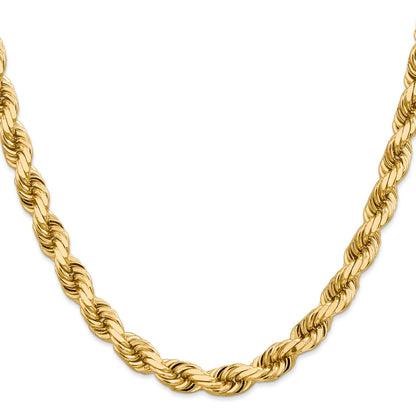 14K 26 inch 8mm Diamond-cut Rope with Fancy Lobster Clasp Chain