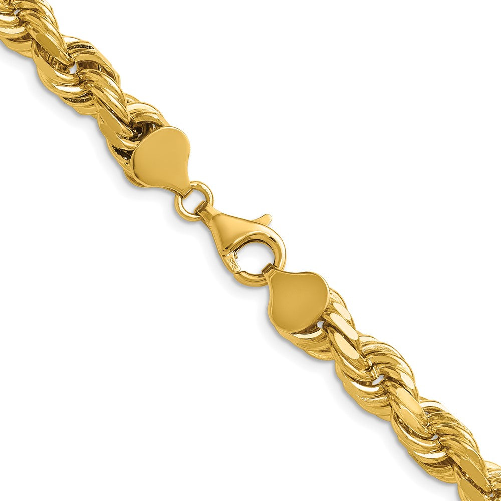 14K 22 inch 8mm Diamond-cut Rope with Fancy Lobster Clasp Chain