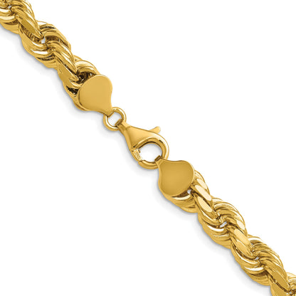 14K 22 inch 8mm Diamond-cut Rope with Fancy Lobster Clasp Chain