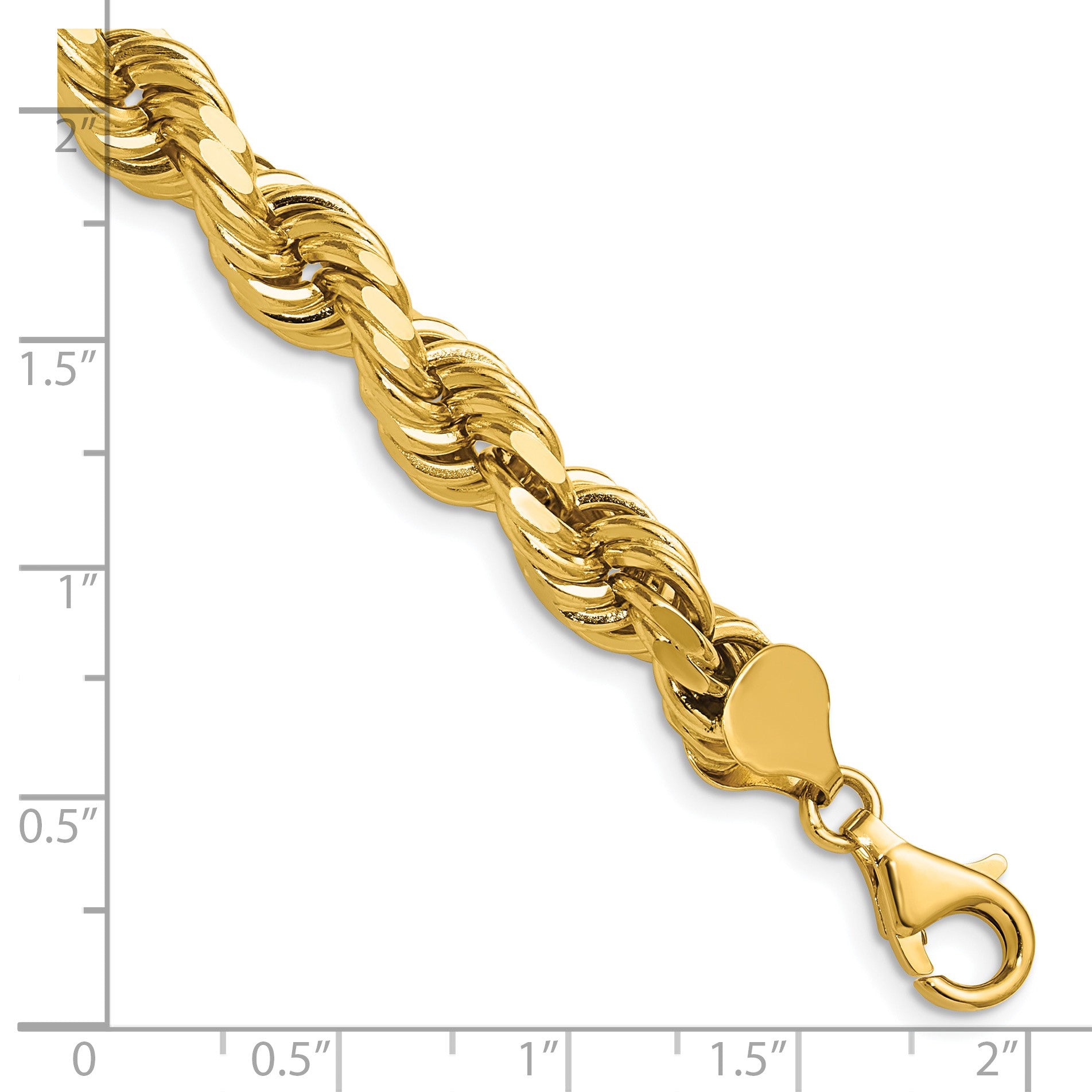 14K 26 inch 8mm Diamond-cut Rope with Fancy Lobster Clasp Chain