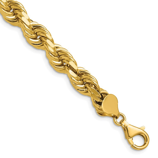 14K 22 inch 8mm Diamond-cut Rope with Fancy Lobster Clasp Chain