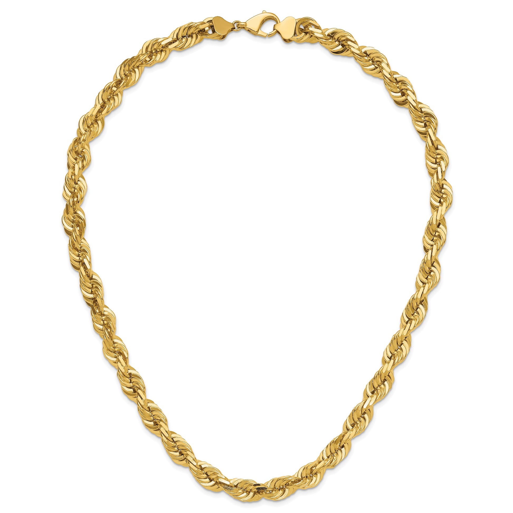 14K 22 inch 10mm Diamond-cut Rope with Fancy Lobster Clasp Chain