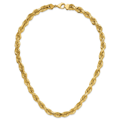 14K 22 inch 10mm Diamond-cut Rope with Fancy Lobster Clasp Chain