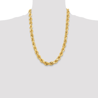 14K 22 inch 12mm Diamond-cut Rope with Fancy Lobster Clasp Chain