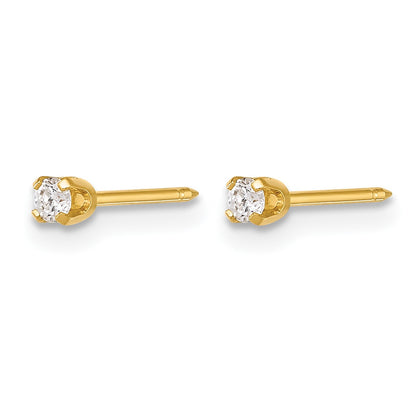 Inverness 14k Polished 2.4mm .10ct Lab Grown Diamond Stud Post Piercing Earrings
