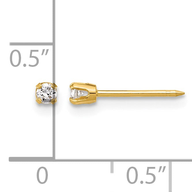 Inverness 14k Polished 2.4mm .10ct Lab Grown Diamond Stud Post Piercing Earrings
