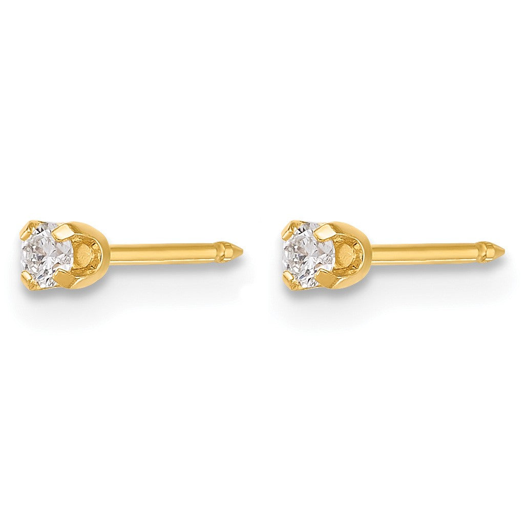 Inverness 14k Polished 2.4mm .10ct Lab Grown Diamond Short Post Piercing Earrings