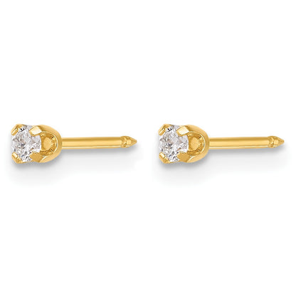 Inverness 14k Polished 2.4mm .10ct Lab Grown Diamond Short Post Piercing Earrings