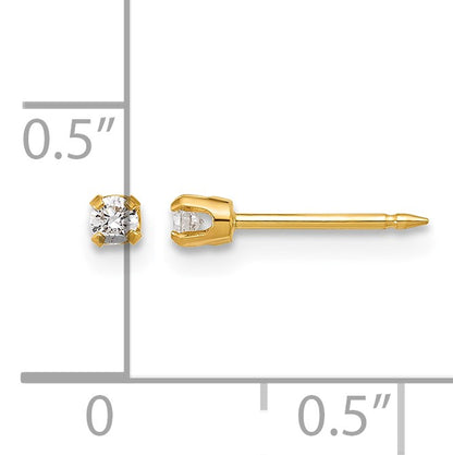 Inverness 14k Polished 2.4mm .10ct Lab Grown Diamond Short Post Piercing Earrings