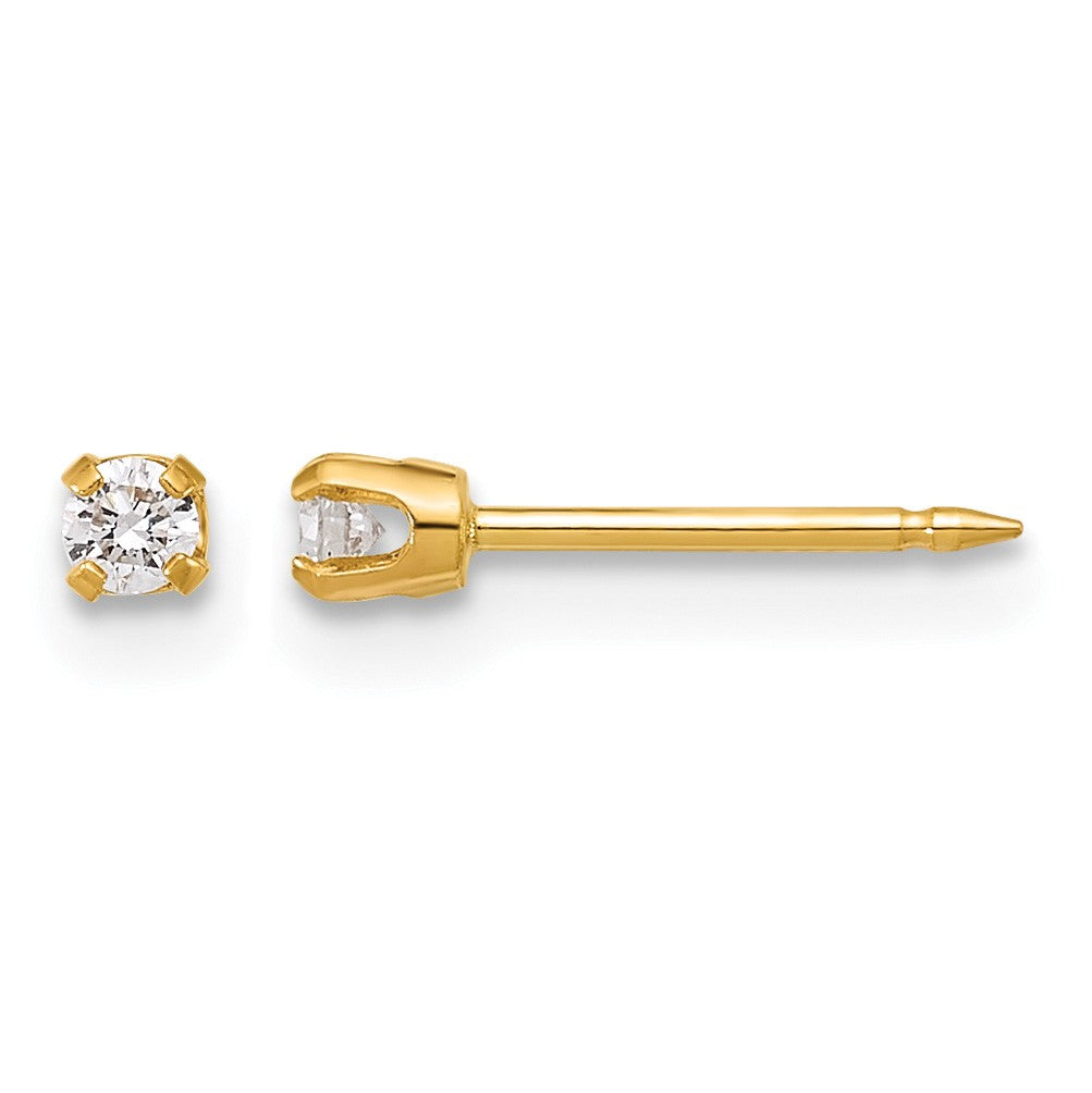 Inverness 14k Polished 2.4mm .10ct Lab Grown Diamond Short Post Piercing Earrings