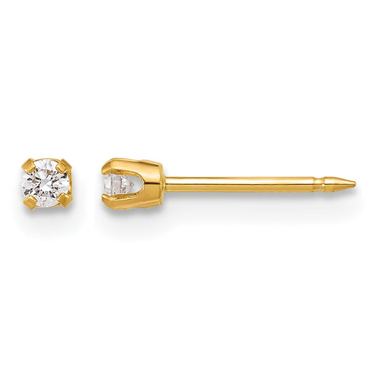 Inverness 14k Polished 2.4mm .10ct Lab Grown Diamond Short Post Piercing Earrings