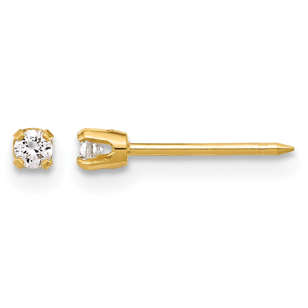 Inverness 14k Polished 2.4mm .10ct Lab Grown Diamond Stud Post Piercing Earrings