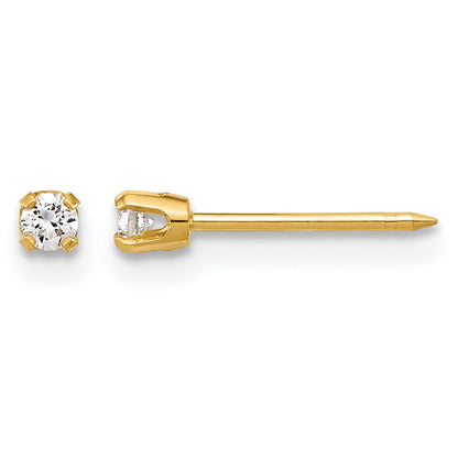 Inverness 14k Polished 2.4mm .10ct Lab Grown Diamond Stud Post Piercing Earrings