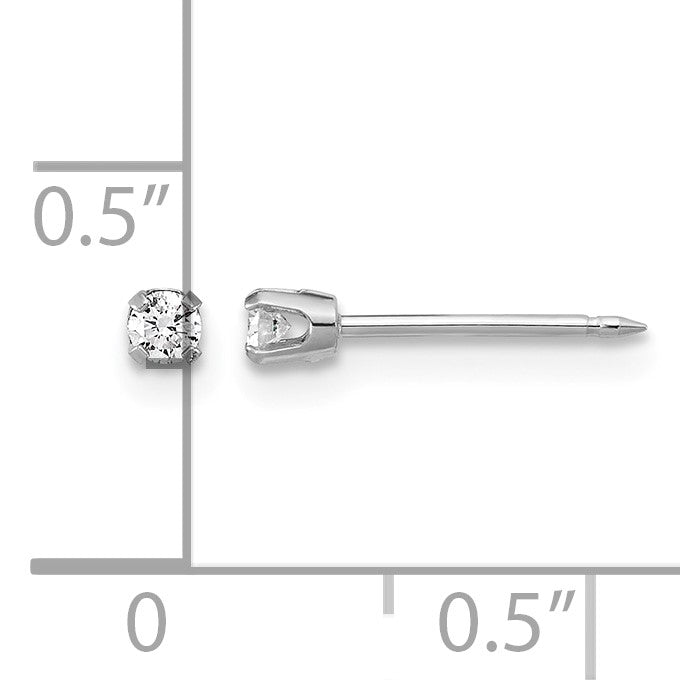 Inverness 14k White Gold 2.4mm .10ct Lab Grown Diamond Stud Post Piercing Earrings