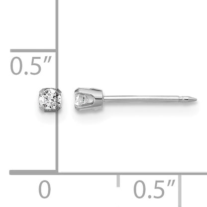 Inverness 14k White Gold 2.4mm .10ct Lab Grown Diamond Stud Post Piercing Earrings
