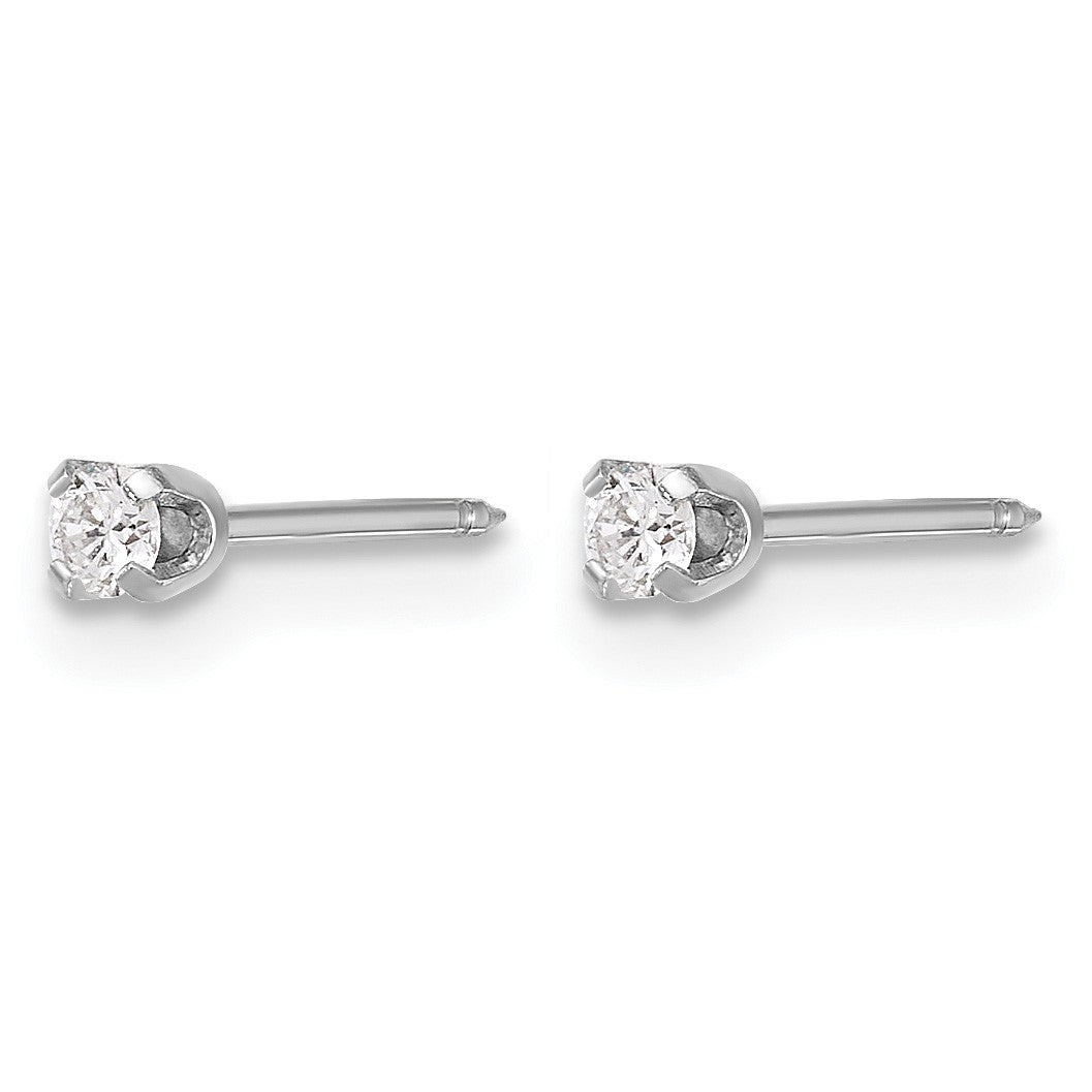 Inverness 14k White Gold 2.4mm .10ct Lab Grown Diamond Short Post Piercing Earrings