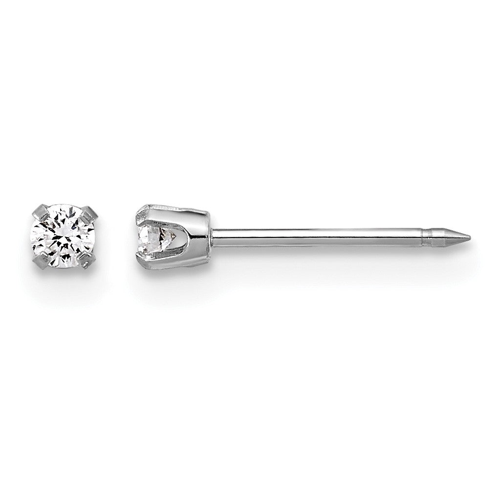 Inverness 14k White Gold 2.4mm .10ct Lab Grown Diamond Short Post Piercing Earrings