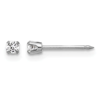 Inverness 14k White Gold 2.4mm .10ct Lab Grown Diamond Short Post Piercing Earrings