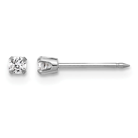 Inverness 14k White Gold 2.4mm .10ct Lab Grown Diamond Short Post Piercing Earrings