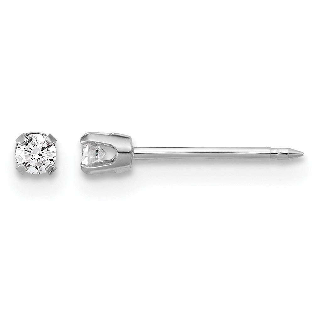 Inverness 14k White Gold 2.4mm .10ct Lab Grown Diamond Stud Post Piercing Earrings