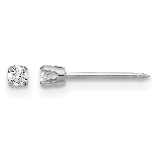 Inverness 14k White Gold 2.4mm .10ct Lab Grown Diamond Stud Post Piercing Earrings