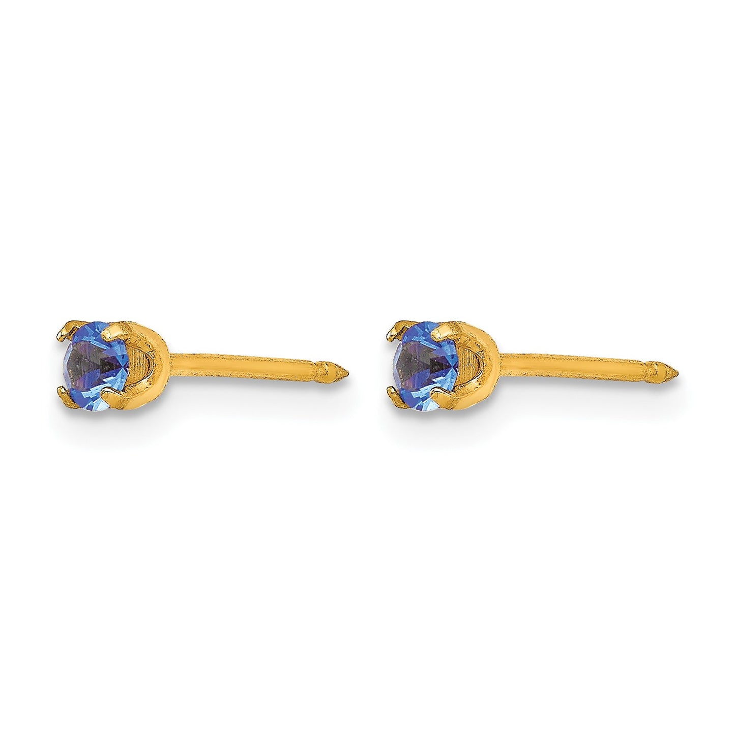Inverness 14k 3mm September Blue Crystal Birthstone Post Piercing Earrings
