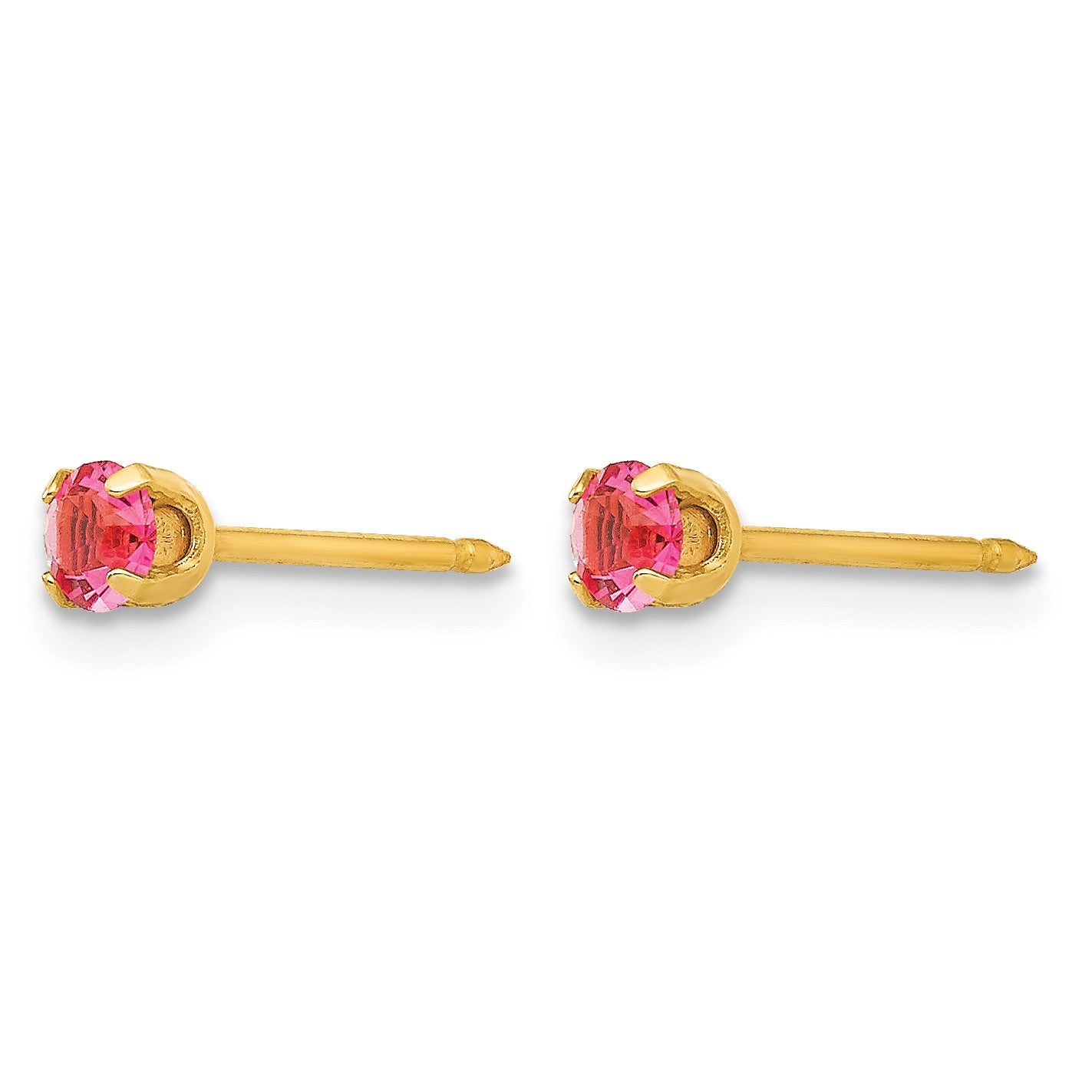 Inverness 14k 3mm October Pink Crystal Birthstone Post Piercing Earrings