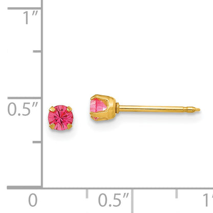 Inverness 14k 3mm October Pink Crystal Birthstone Post Piercing Earrings