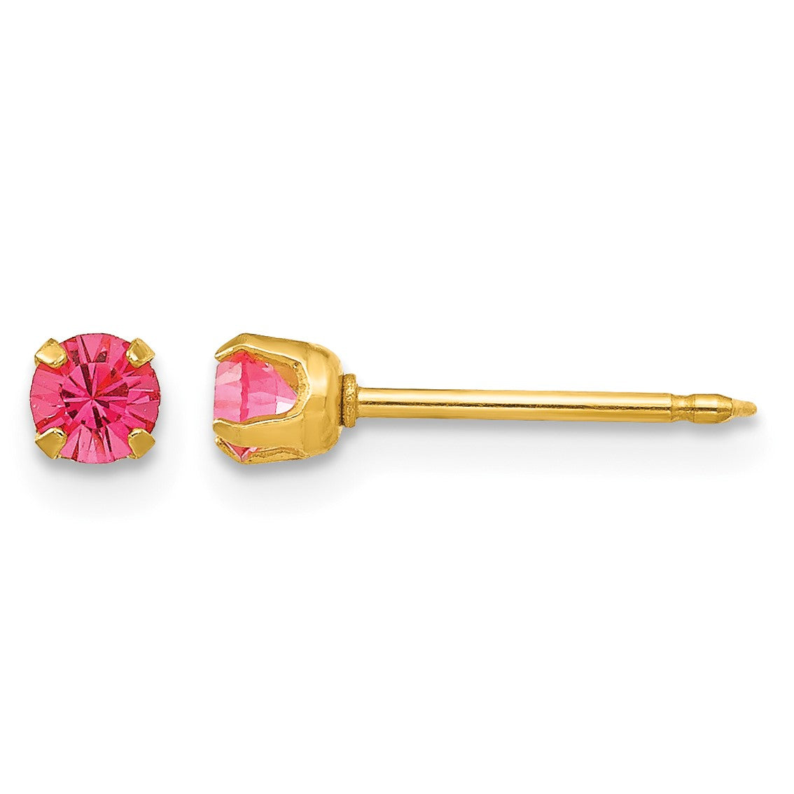 Inverness 14k 3mm October Pink Crystal Birthstone Post Piercing Earrings
