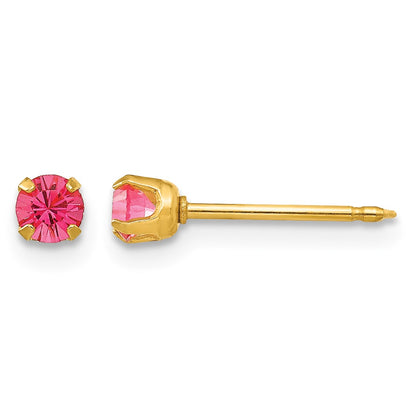 Inverness 14k 3mm October Pink Crystal Birthstone Post Piercing Earrings