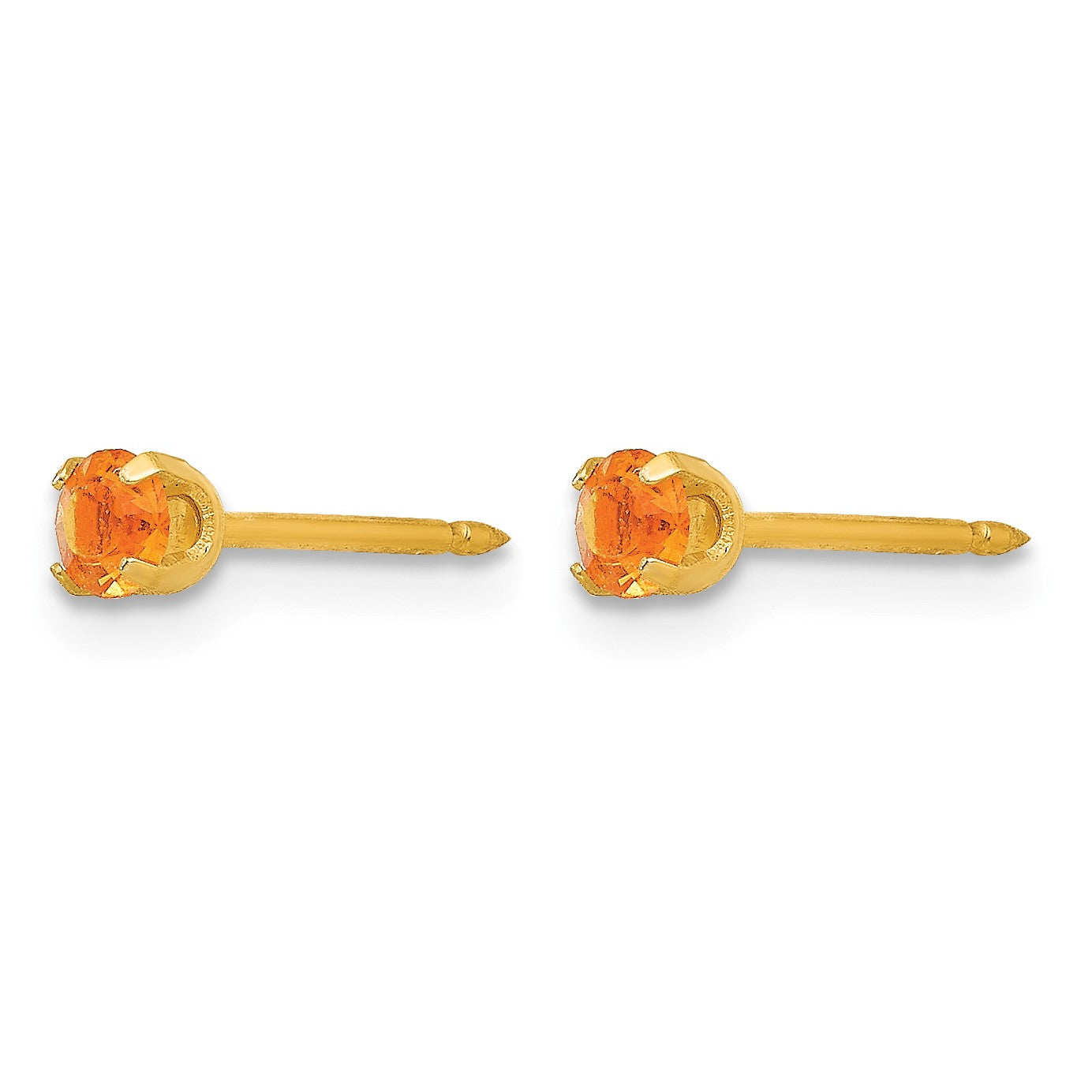 Inverness 14k 3mm November Yellow Crystal Birthstone Post Piercing Earrings