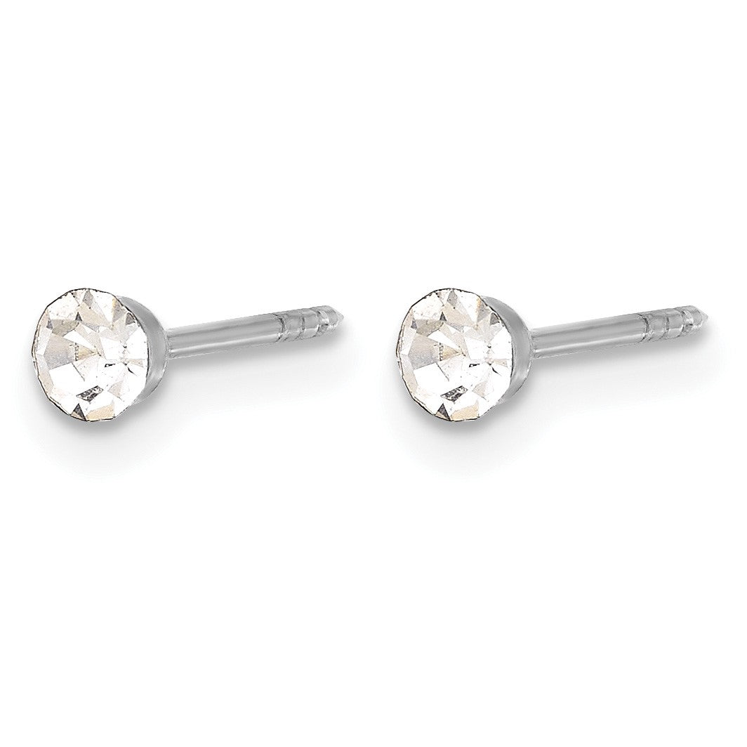 Inverness 14K White Gold 3.3mm Crystal Post Piercing Earrings