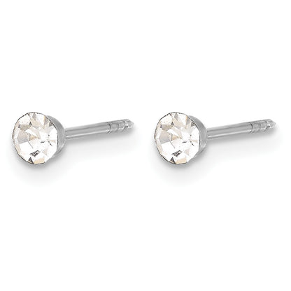 Inverness 14K White Gold 3.3mm Crystal Post Piercing Earrings