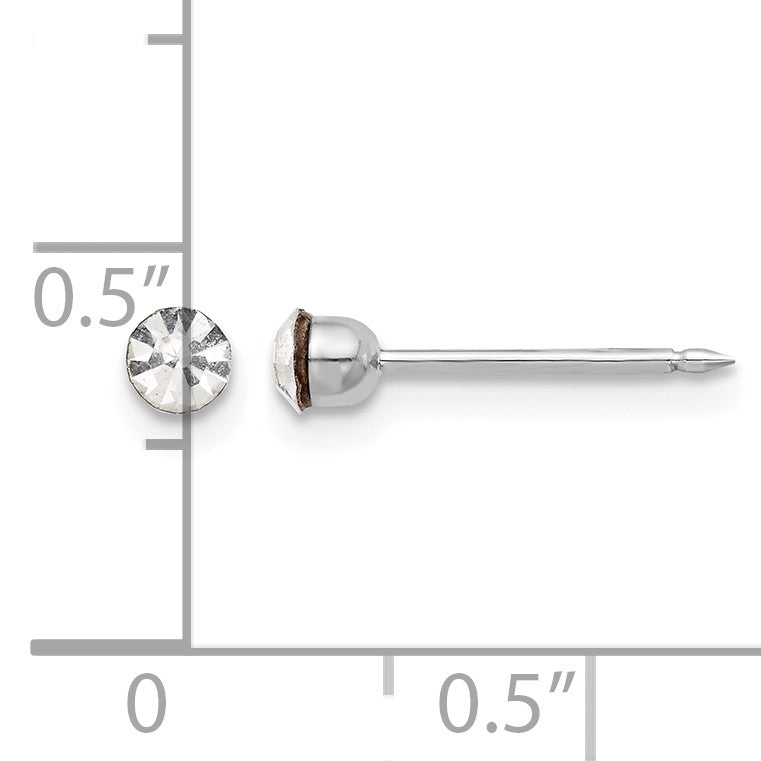 Inverness 14K White Gold 3.3mm Crystal Post Piercing Earrings