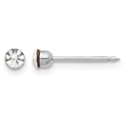 Inverness 14K White Gold 3.3mm Crystal Post Piercing Earrings