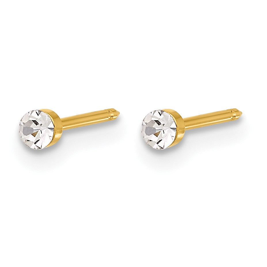 Inverness 14K Polished 2.4mm Crystal Post Piercing Earrings