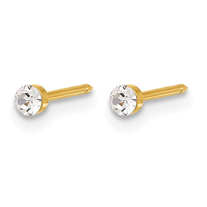 Inverness 14K Polished 2.4mm Crystal Post Piercing Earrings