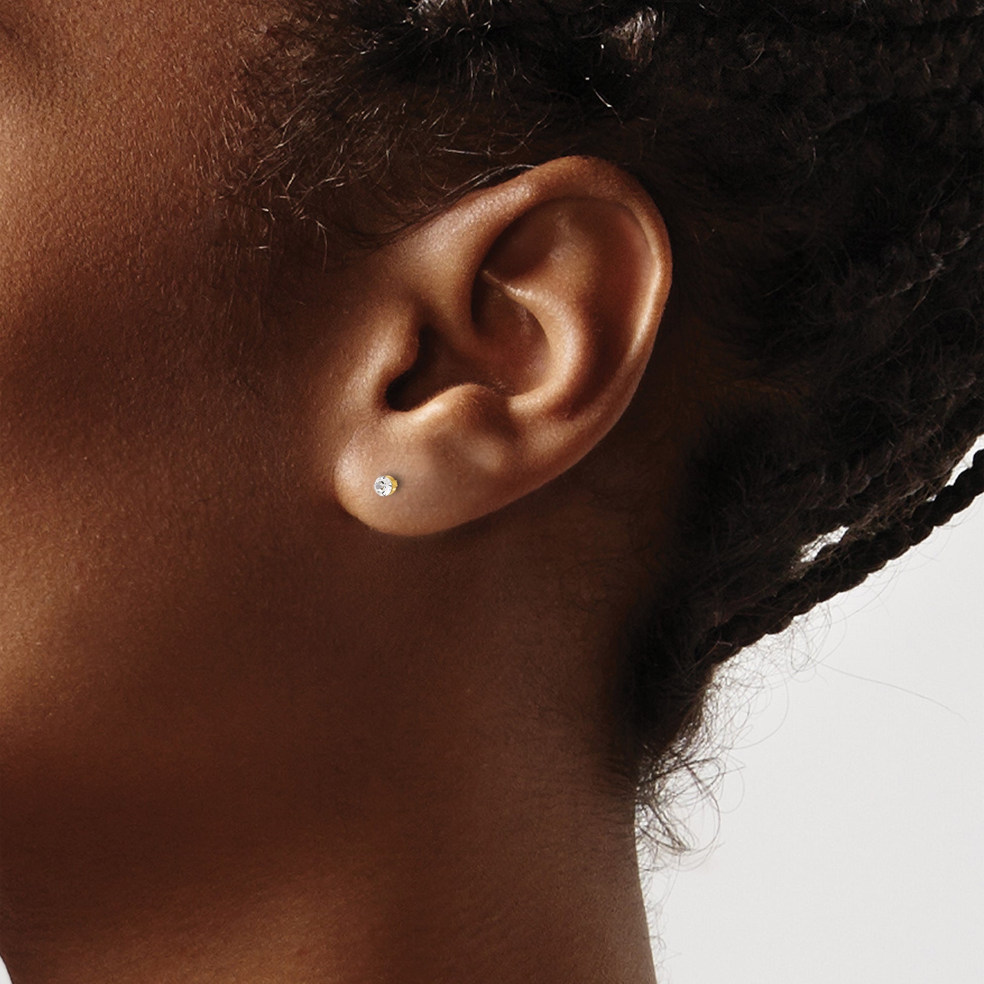 Inverness 14K Polished 2.4mm Crystal Post Piercing Earrings